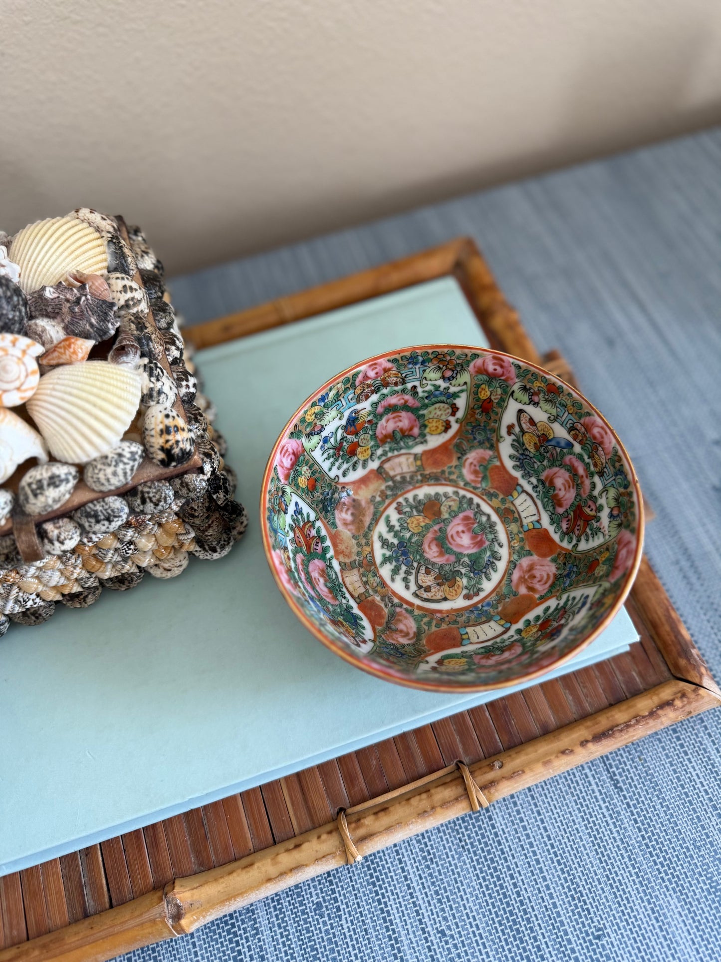 Pair of Rose Canton bowls