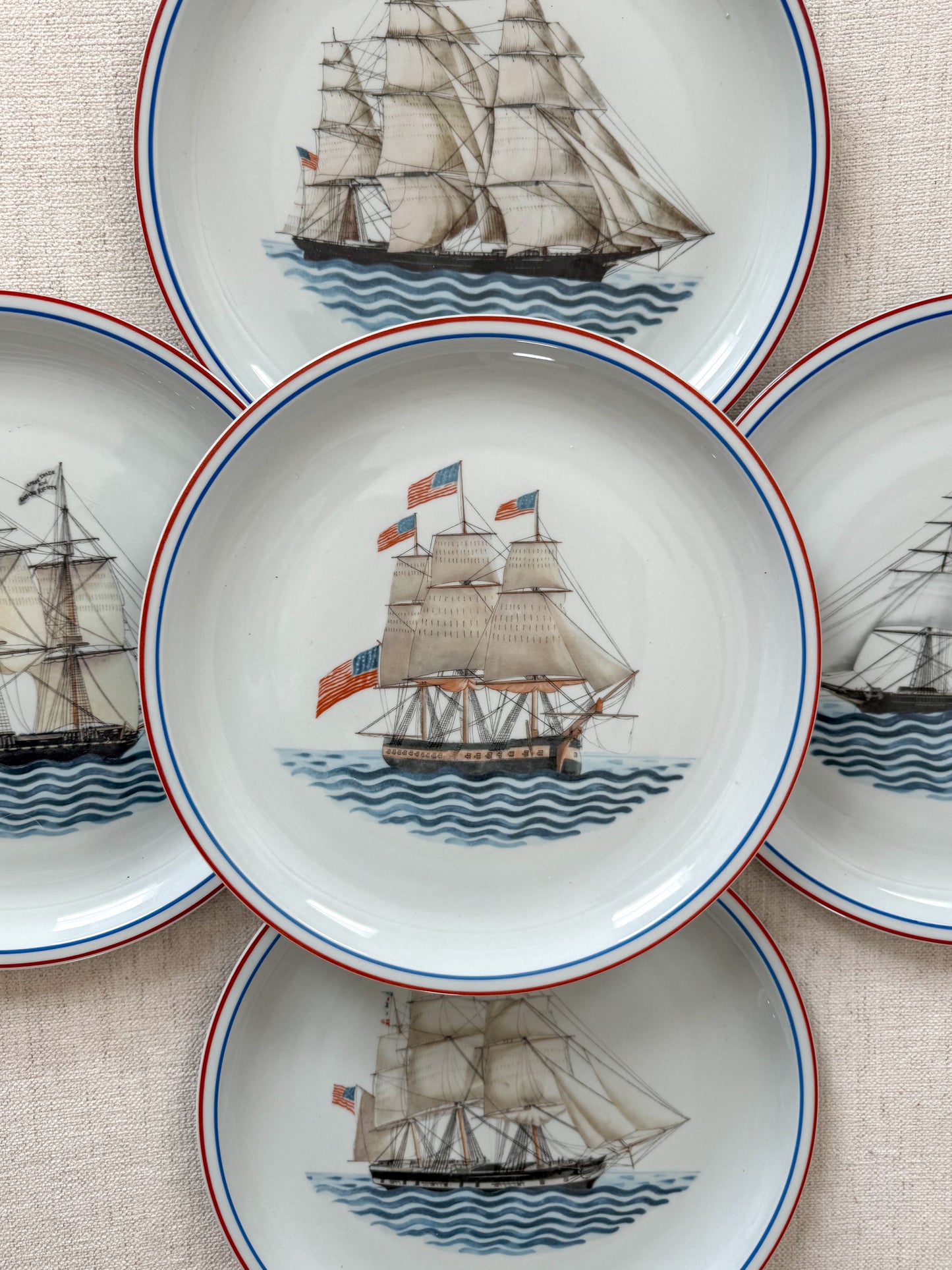 Pair of Mottahedah ship plates