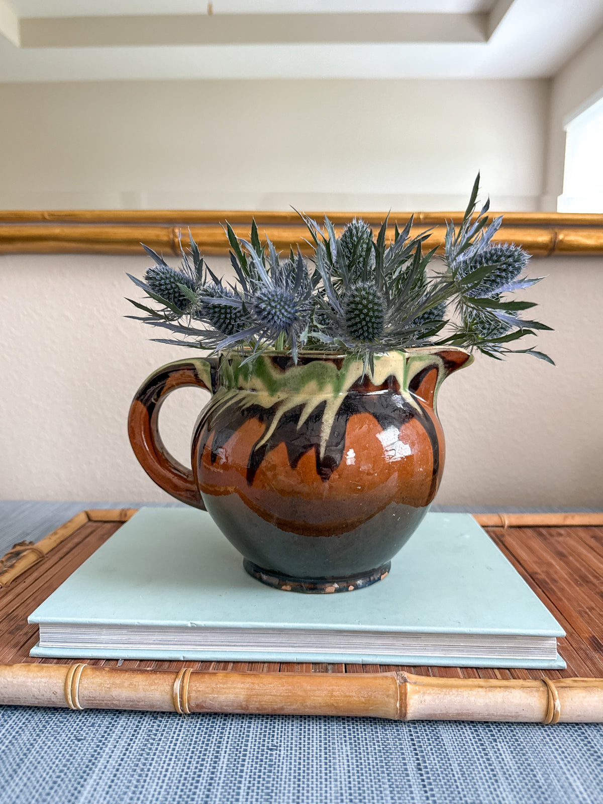 French jaspe slipware pitcher/vase