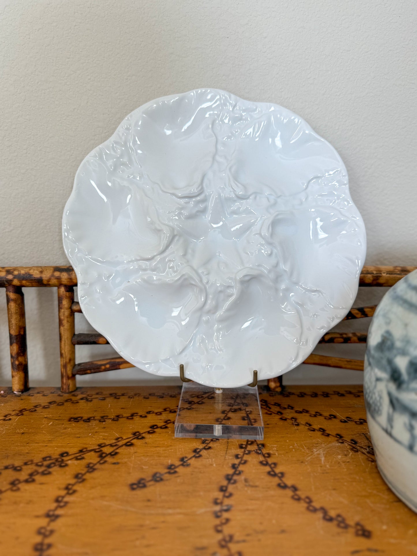 Pair of Portugese oyster plates