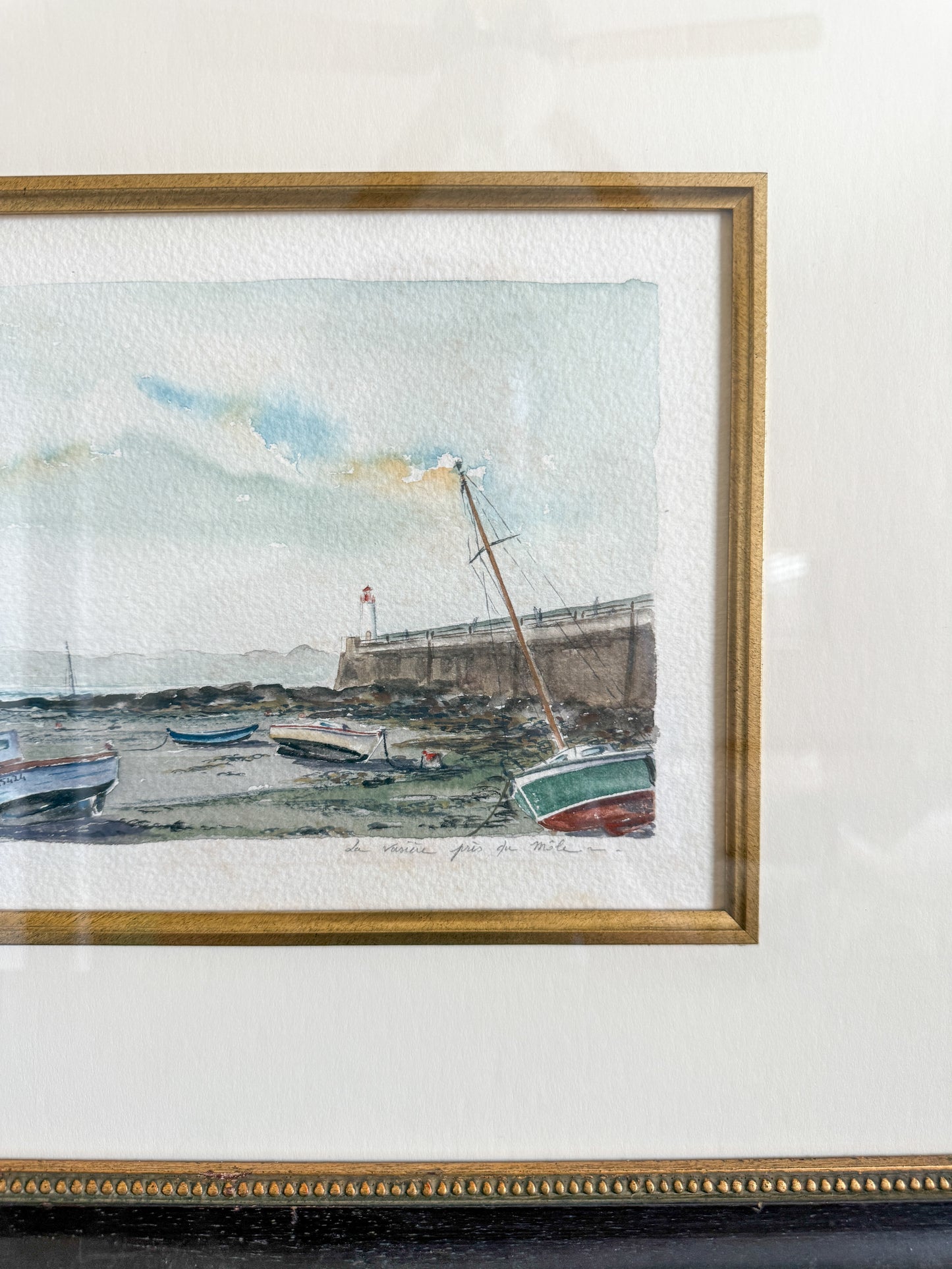 Antique coastal watercolor