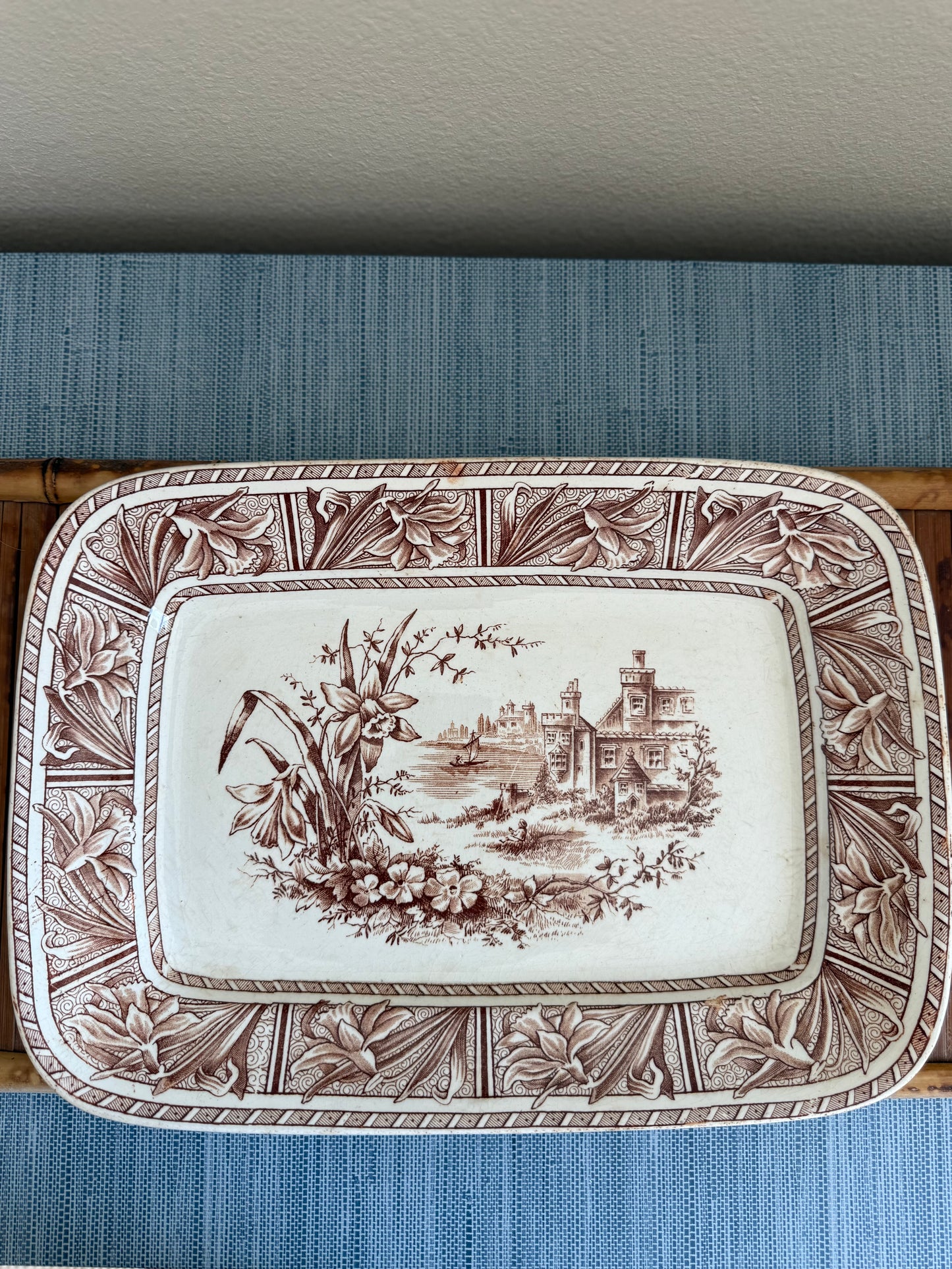 Antique transferware platter
