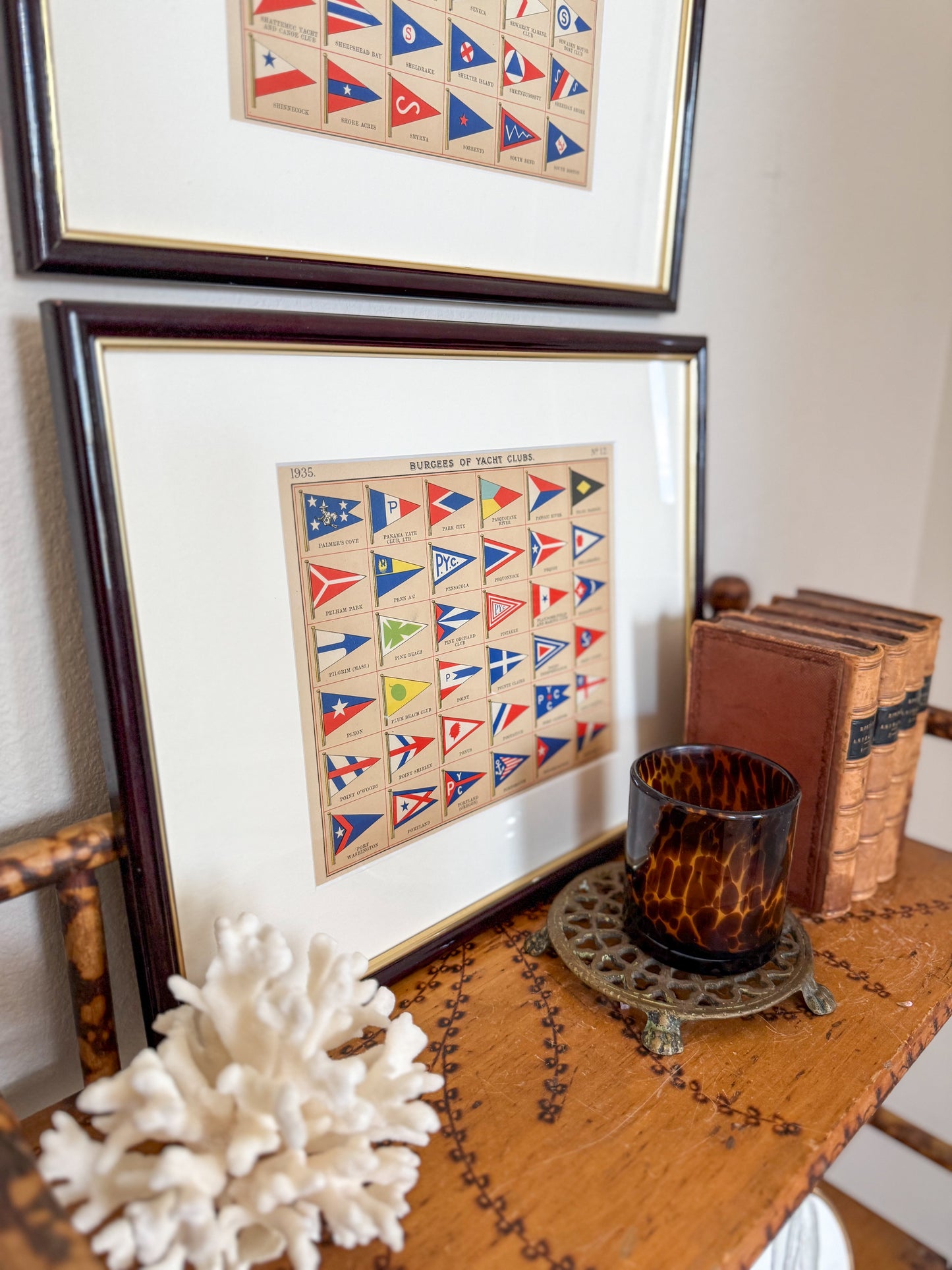 1930s vintage yacht club flag registry pair