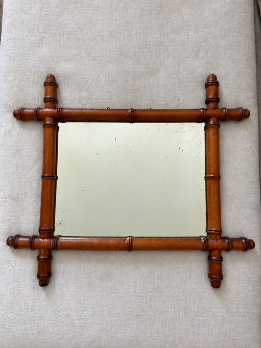 Antique French faux bamboo wall mirror