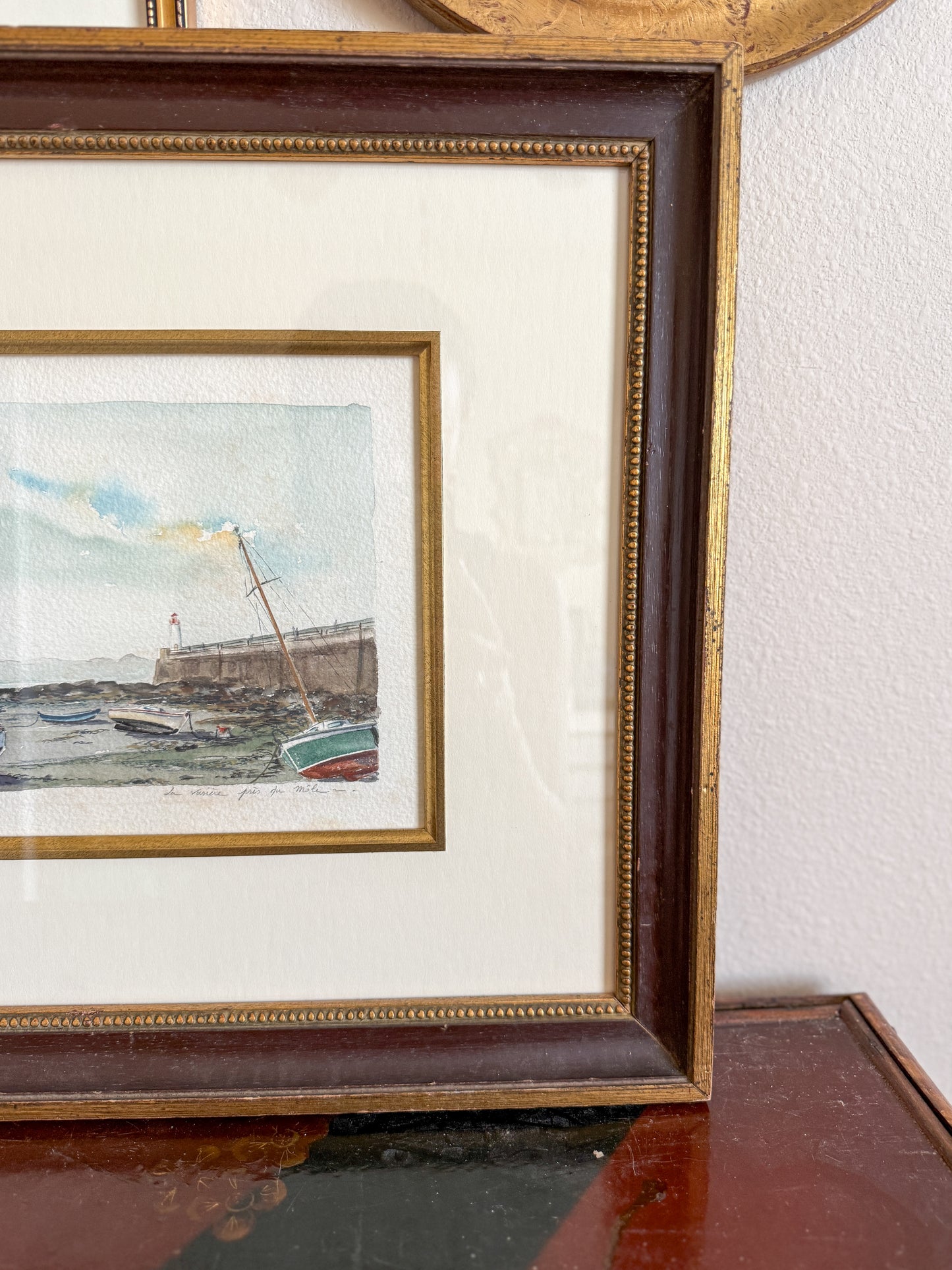 Antique coastal watercolor