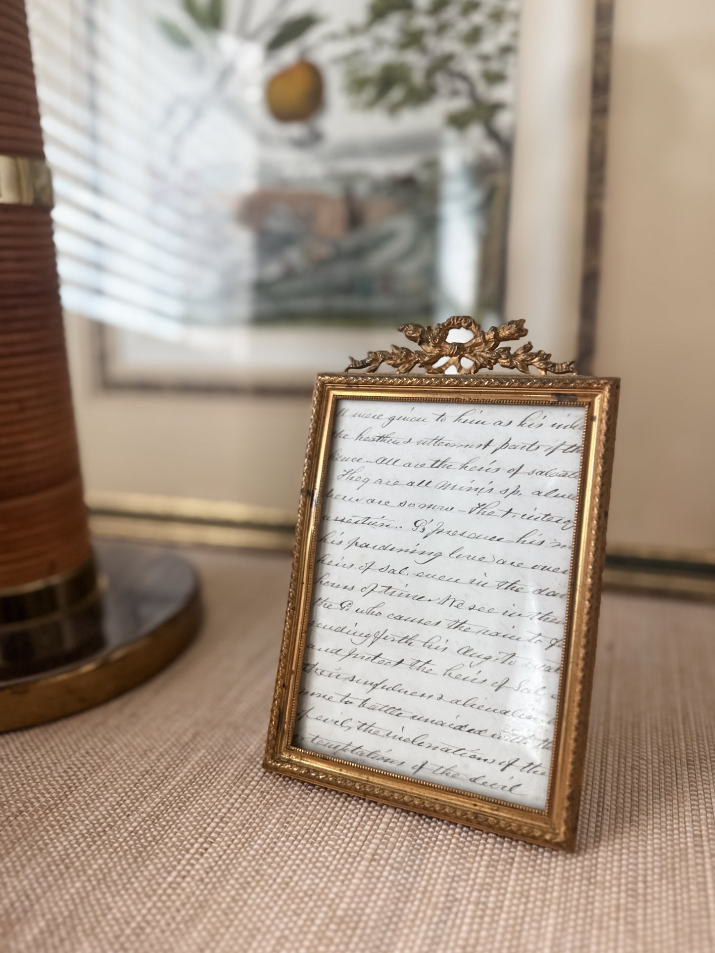 Antique French frame with letter