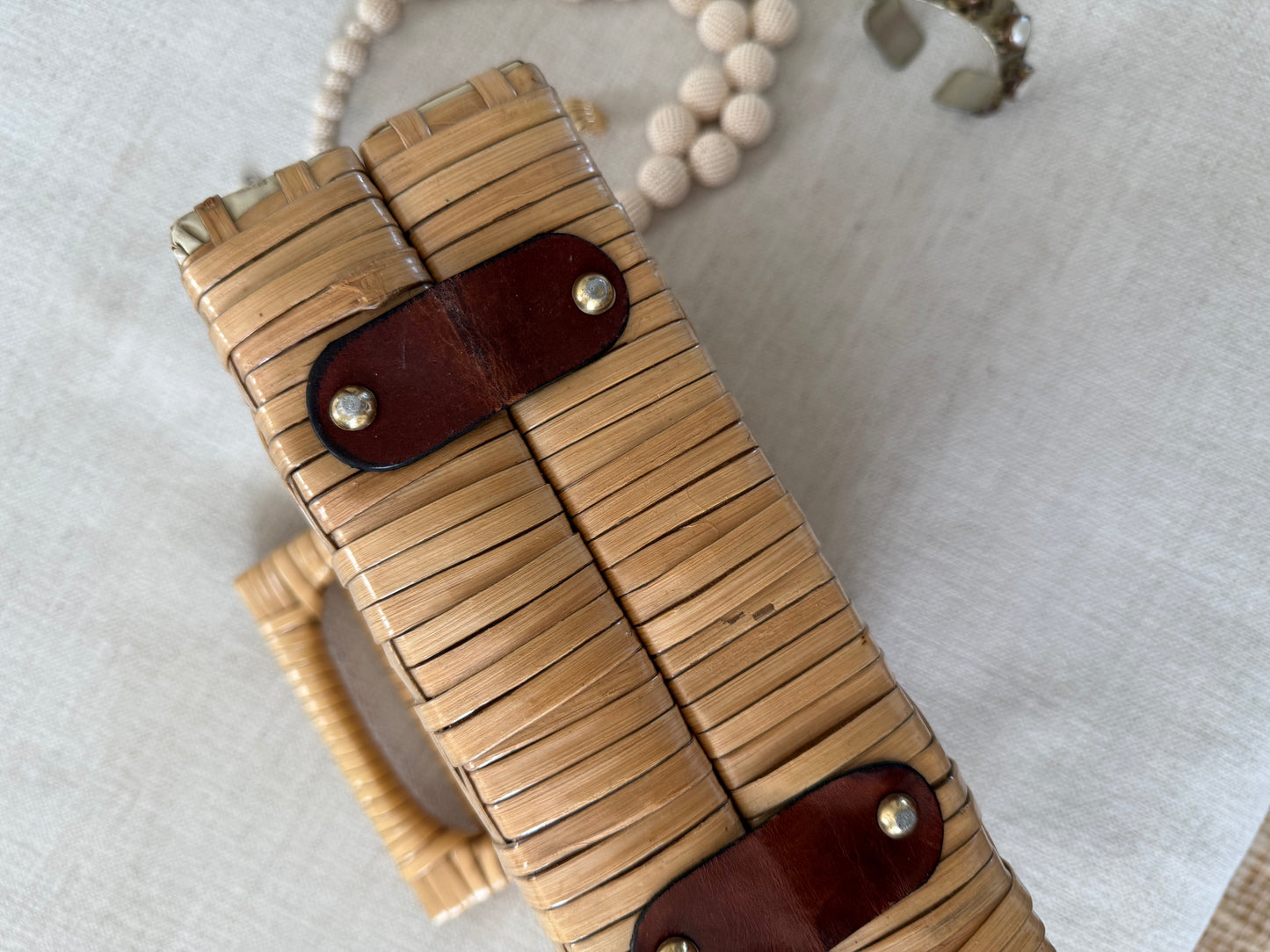 Vintage woven rattan handbag