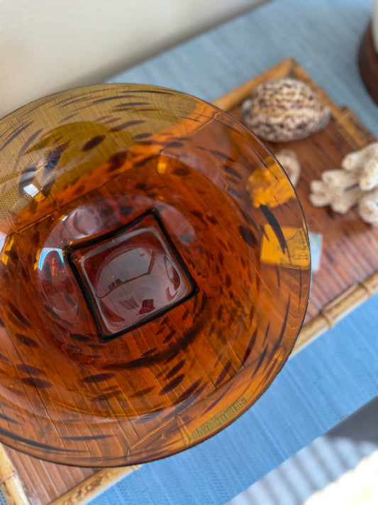 Hand blown tortoise glass bowl