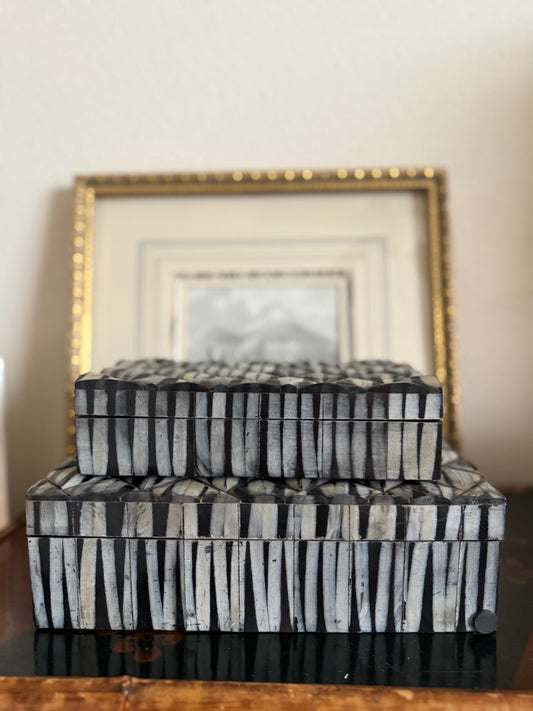 Pair of bone inlay boxes