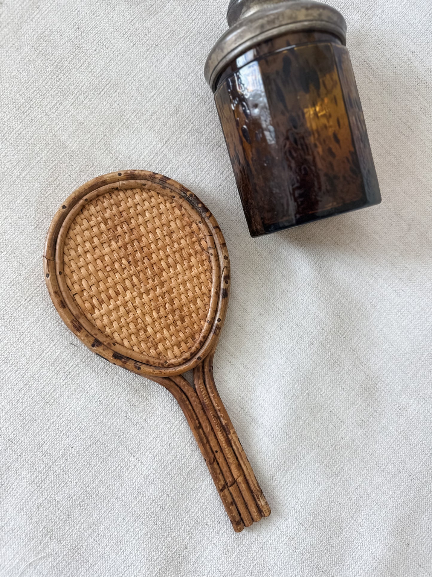 Vintage burnt bamboo mirror