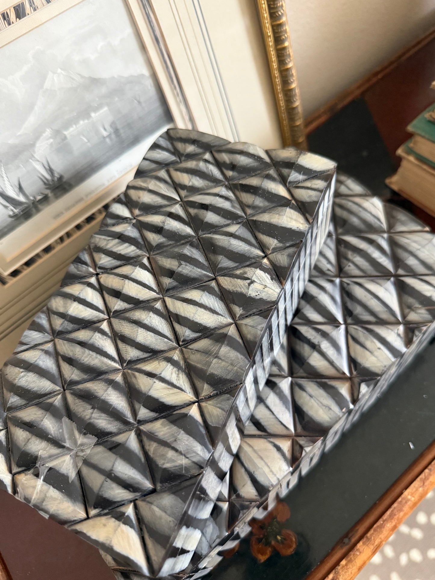 Pair of bone inlay boxes