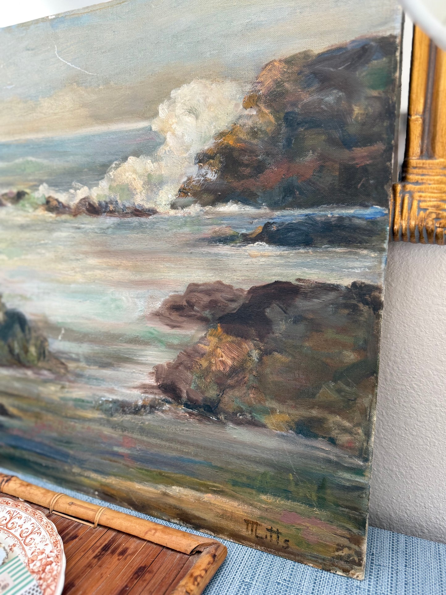 Vintage oil seascape