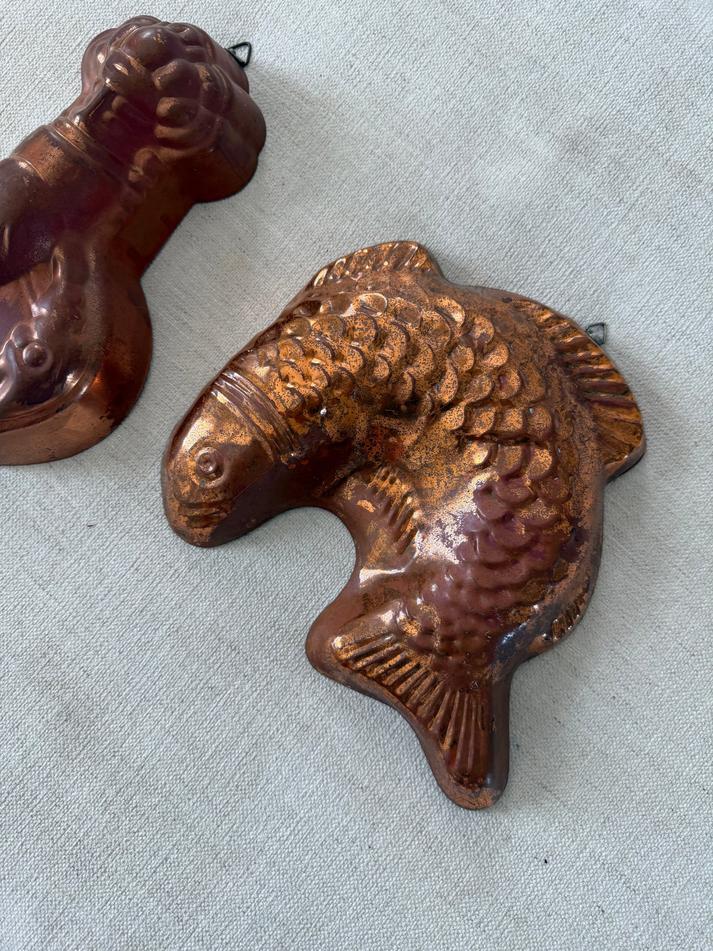 Pair of vintage copper molds