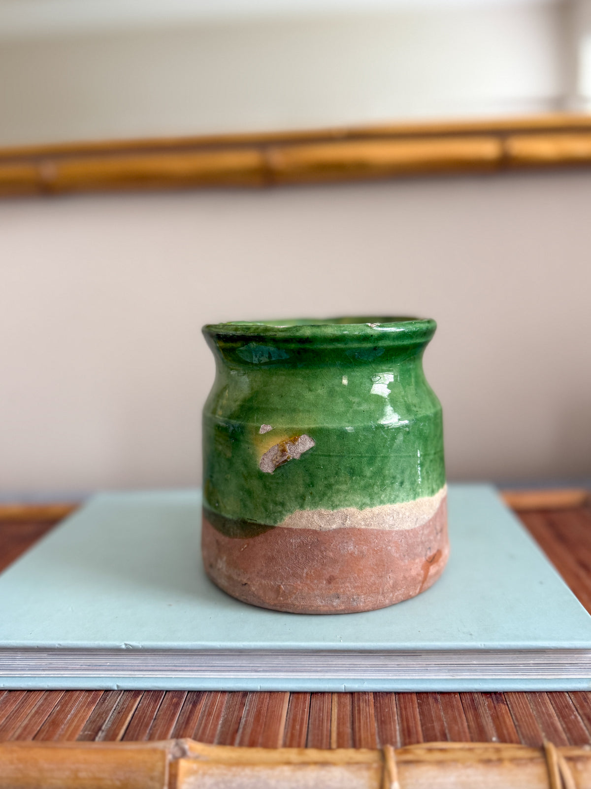 Antique French Green-Glazed Confit Pot