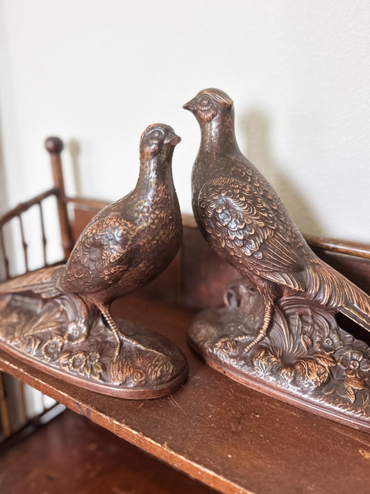 Vintage pheasant pottery pair