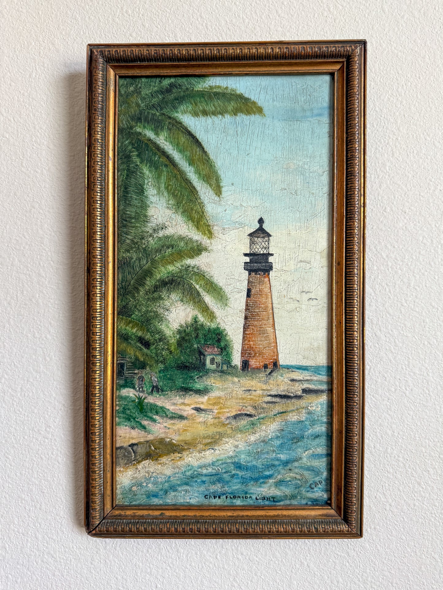 Antique Florida lighthouse painting