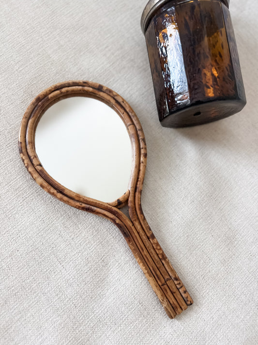 Vintage burnt bamboo mirror