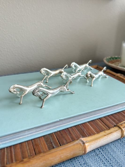 Vintage French silver plate horse knife rests