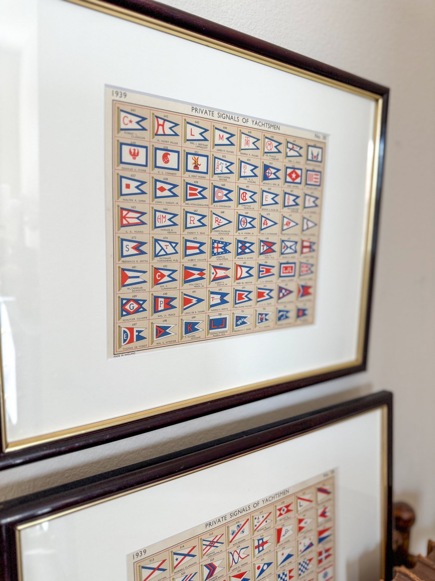 1930s yachtsmen flag registry pair