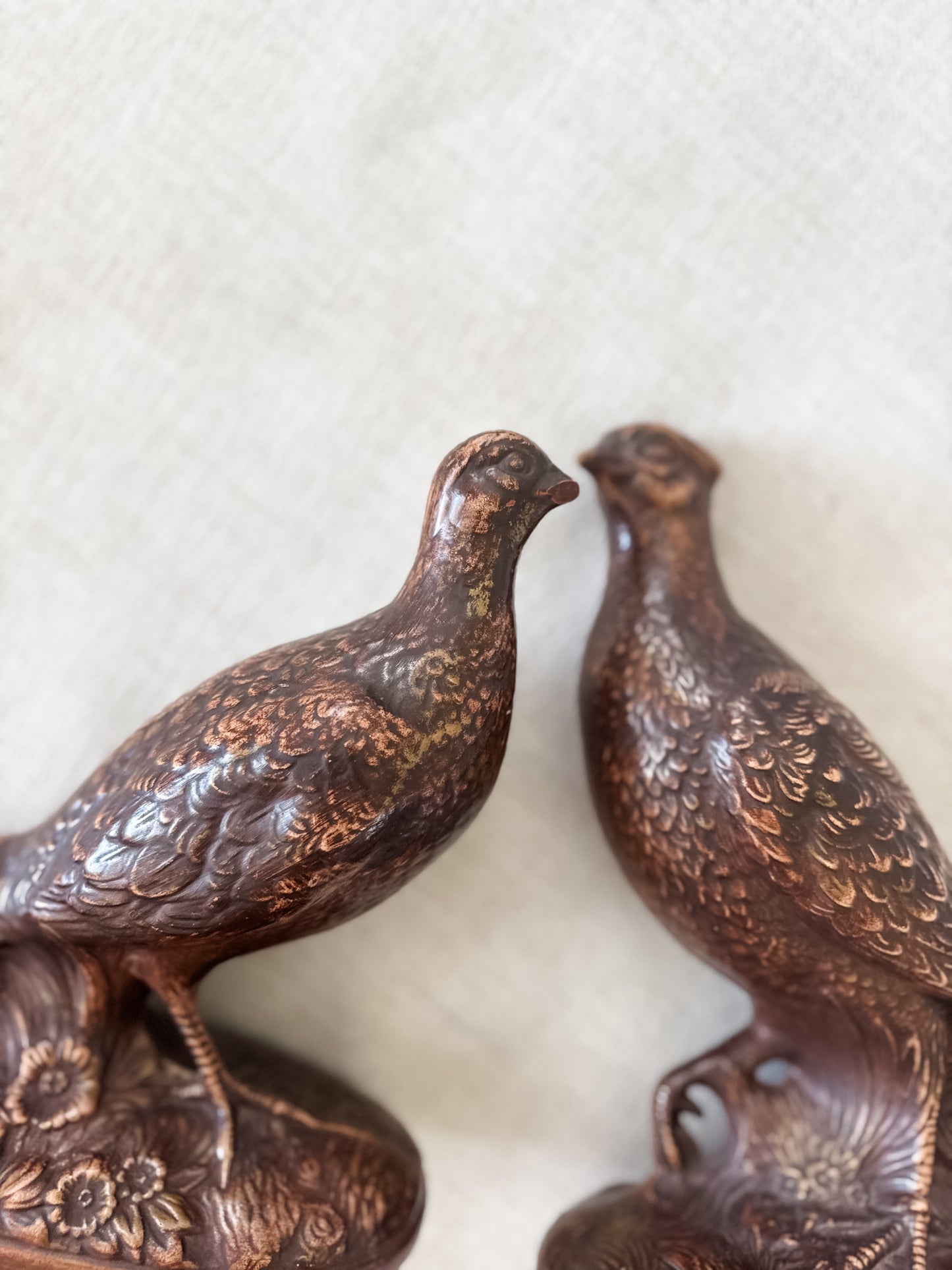 Vintage pheasant pottery pair