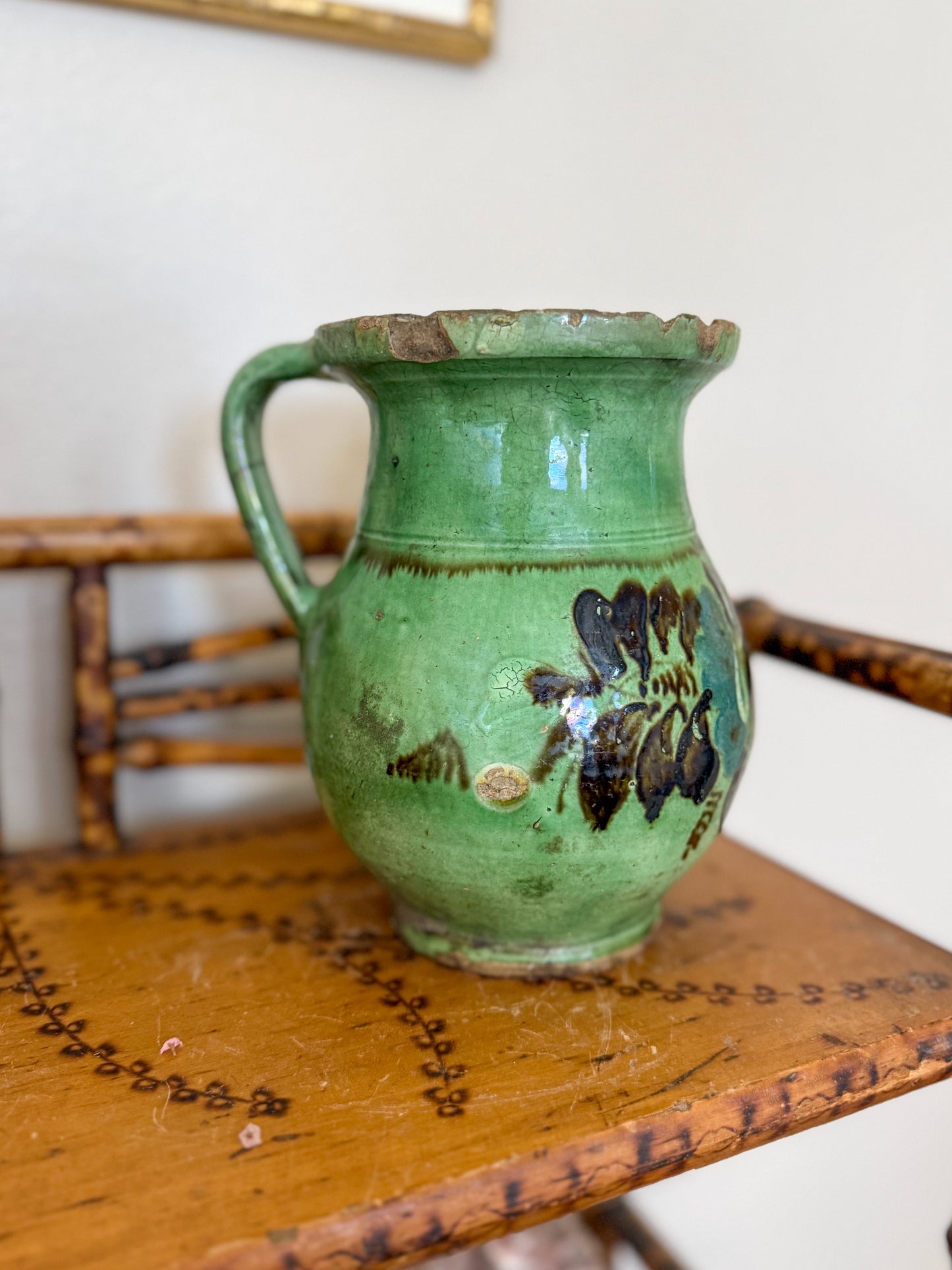Antique green jug/vase