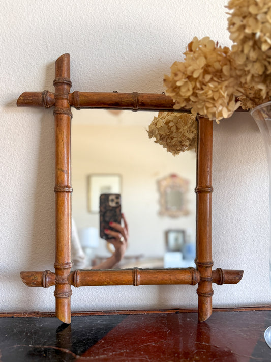 Antique French faux bamboo mirror