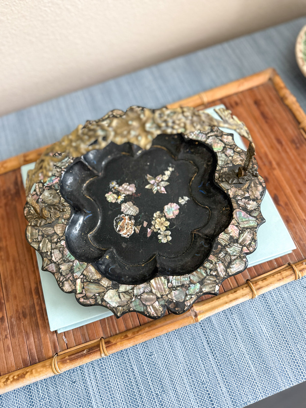 Victorian papier-mâché catchall basket/tray