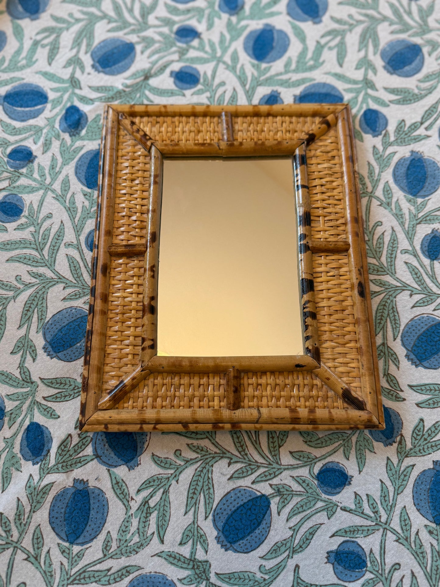 Vintage Burnt Bamboo Square Mirror