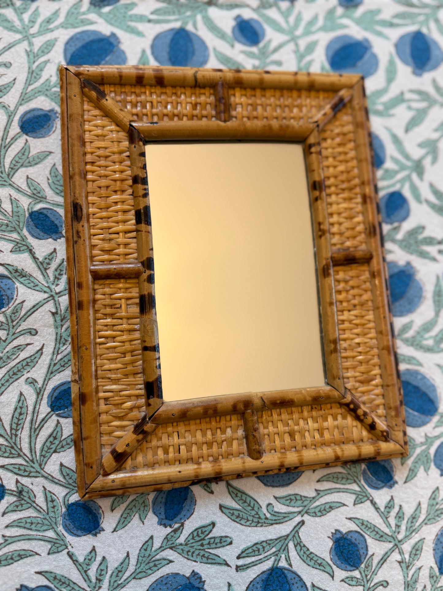 Vintage Burnt Bamboo Square Mirror