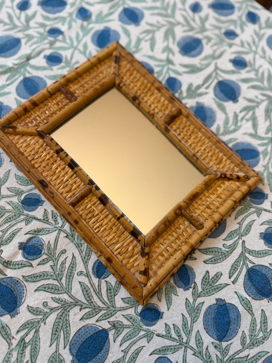 Vintage Burnt Bamboo Square Mirror