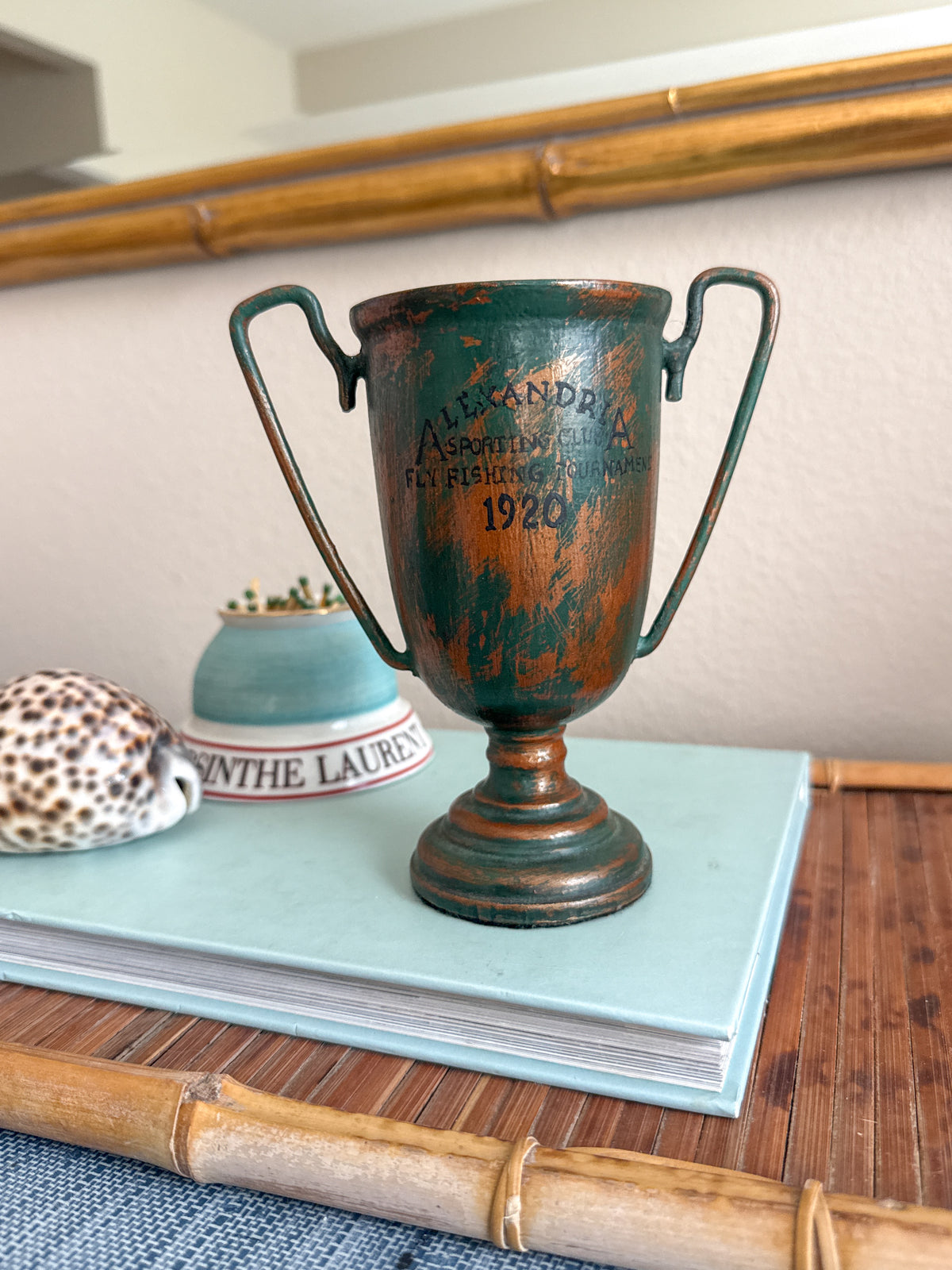 Antique fly fishing trophy cup